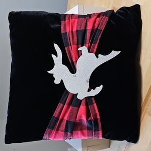 3 for $20 ✨ Holiday Reindeer Buffalo Plaid Velvet Accent Pillow 14" 🦌